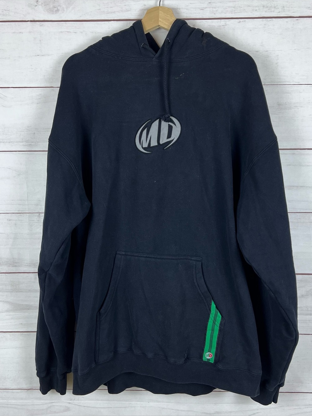 Vintage Mountain Dew Men's Hoodie XL Black Promo Sweatshirt Y2K